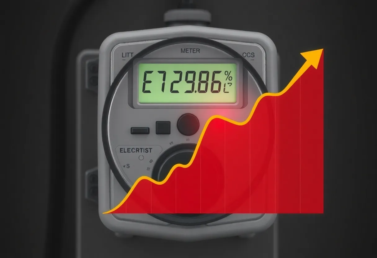 Electric meter with rising cost graph overlay