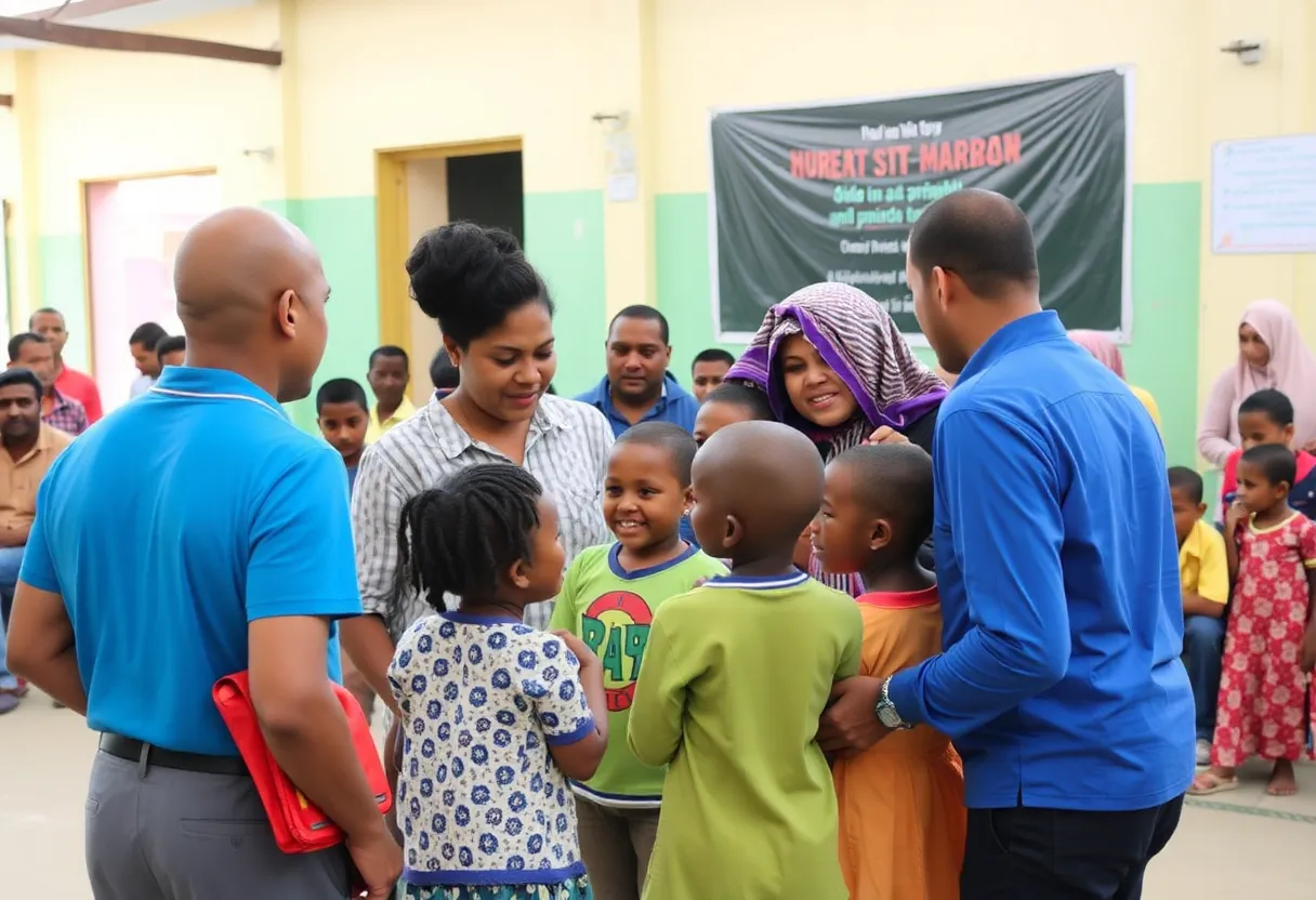 Community gathering focused on children’s welfare and support.