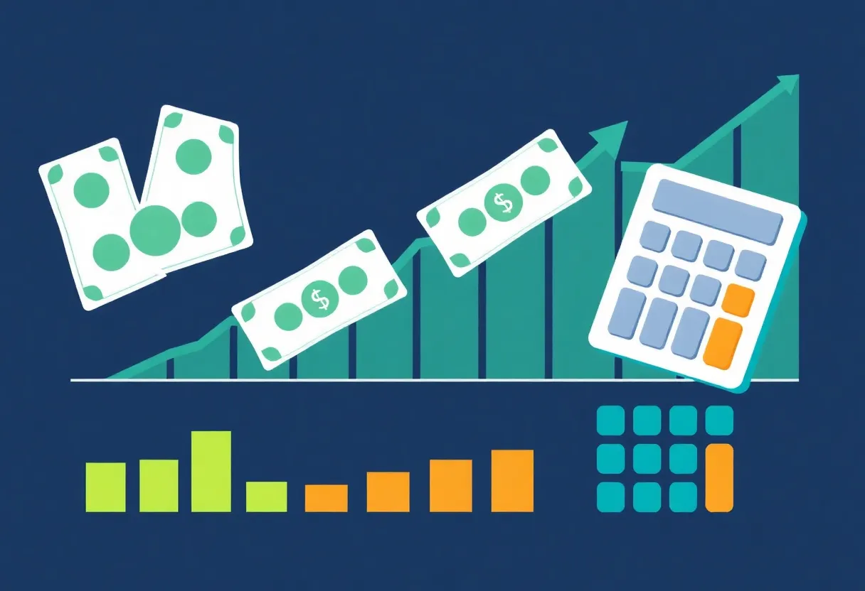 Energy bills increasing graphic with rising chart and calculator.