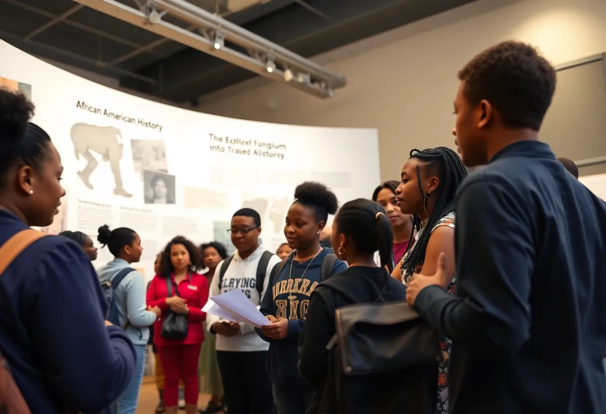 Students participating in a community initiative to learn about African American history