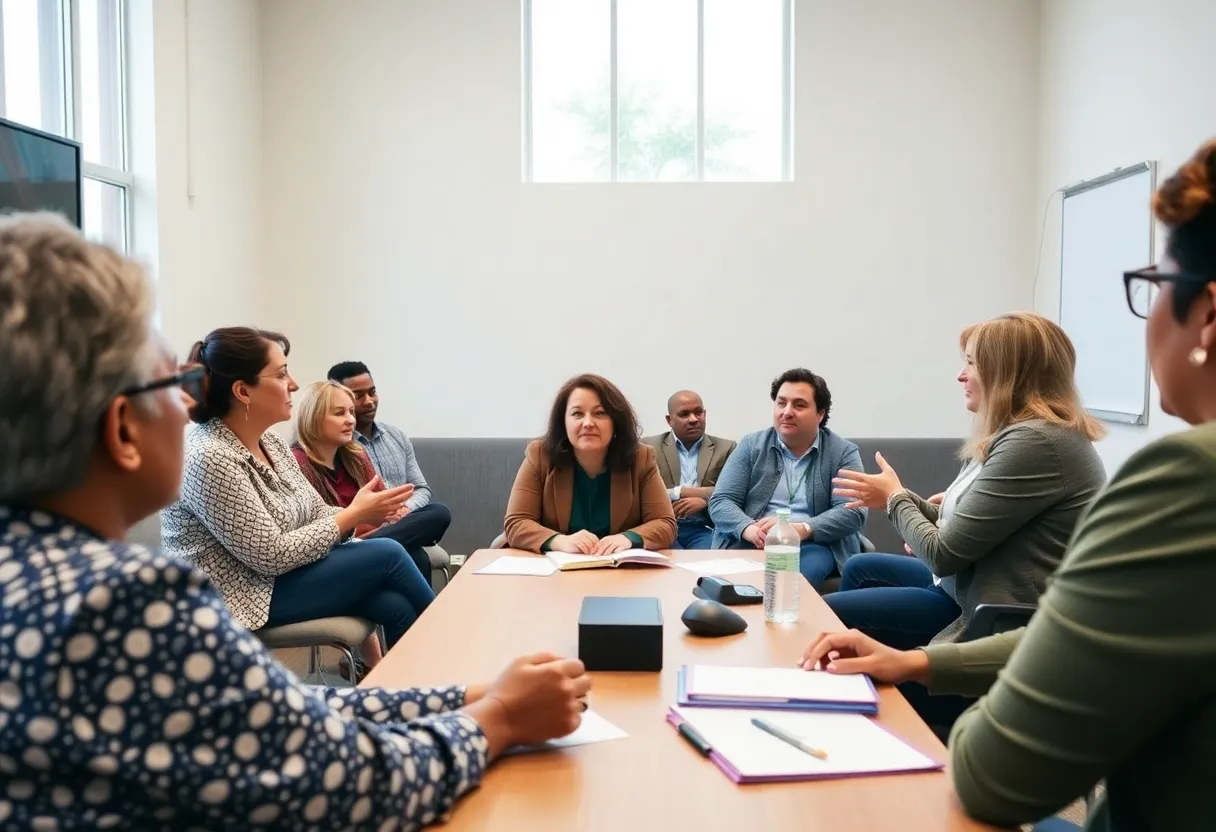 Community members in a meeting discussing ethics governance