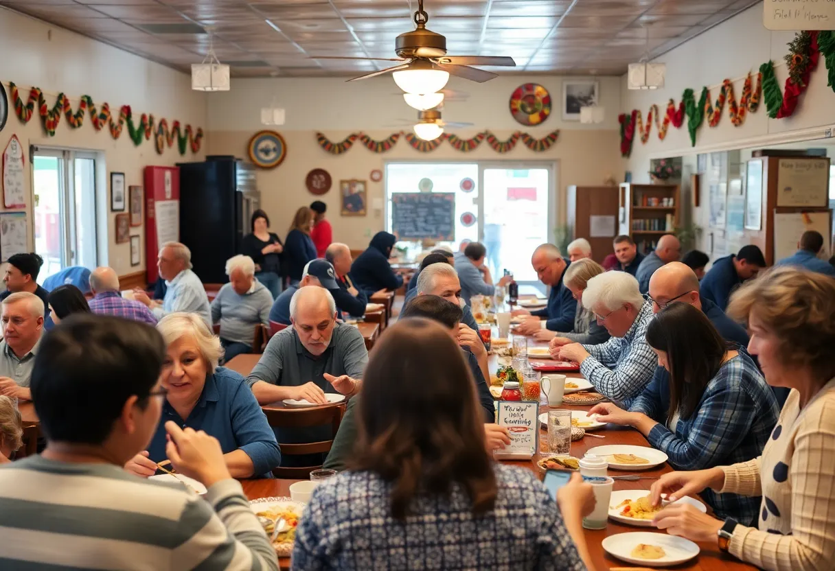 Local community members enjoying meals at Backwoods Crossing restaurant in Tallahassee