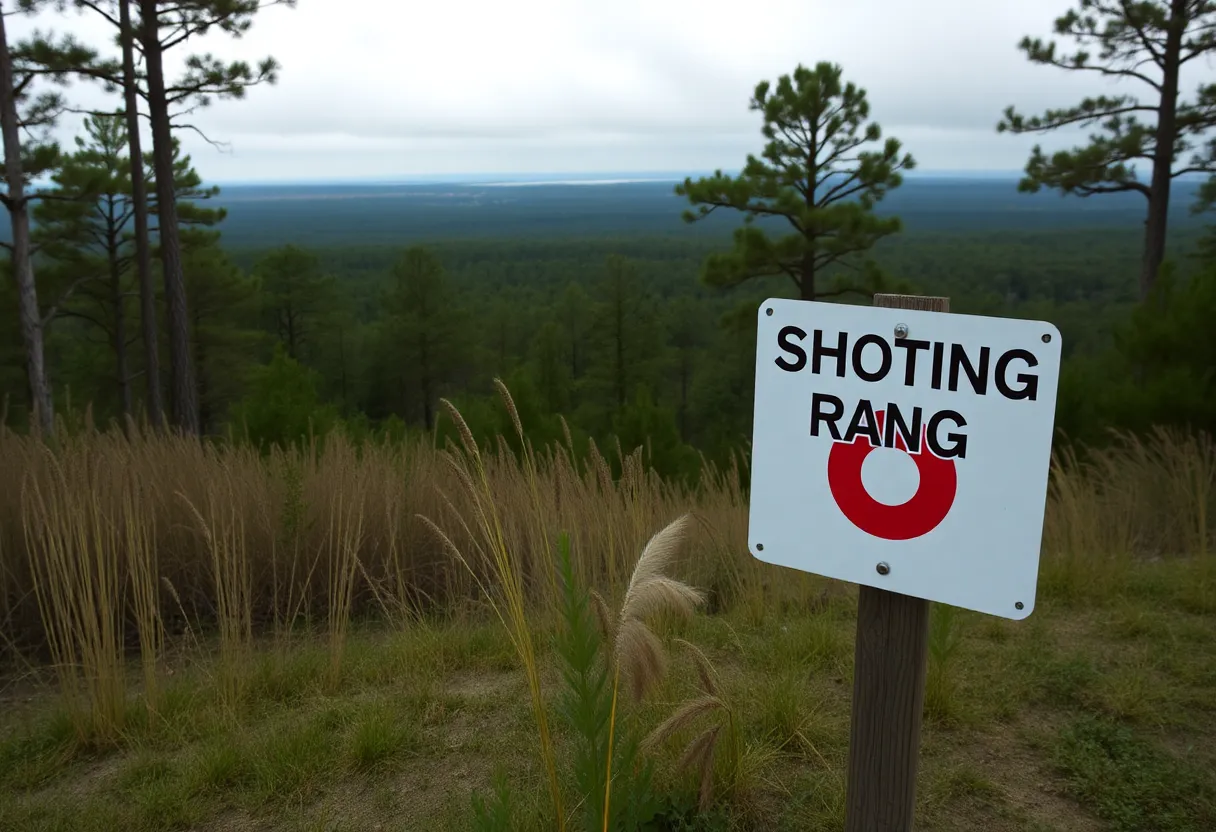Scenic view of Apalachicola National Forest with a shooting range
