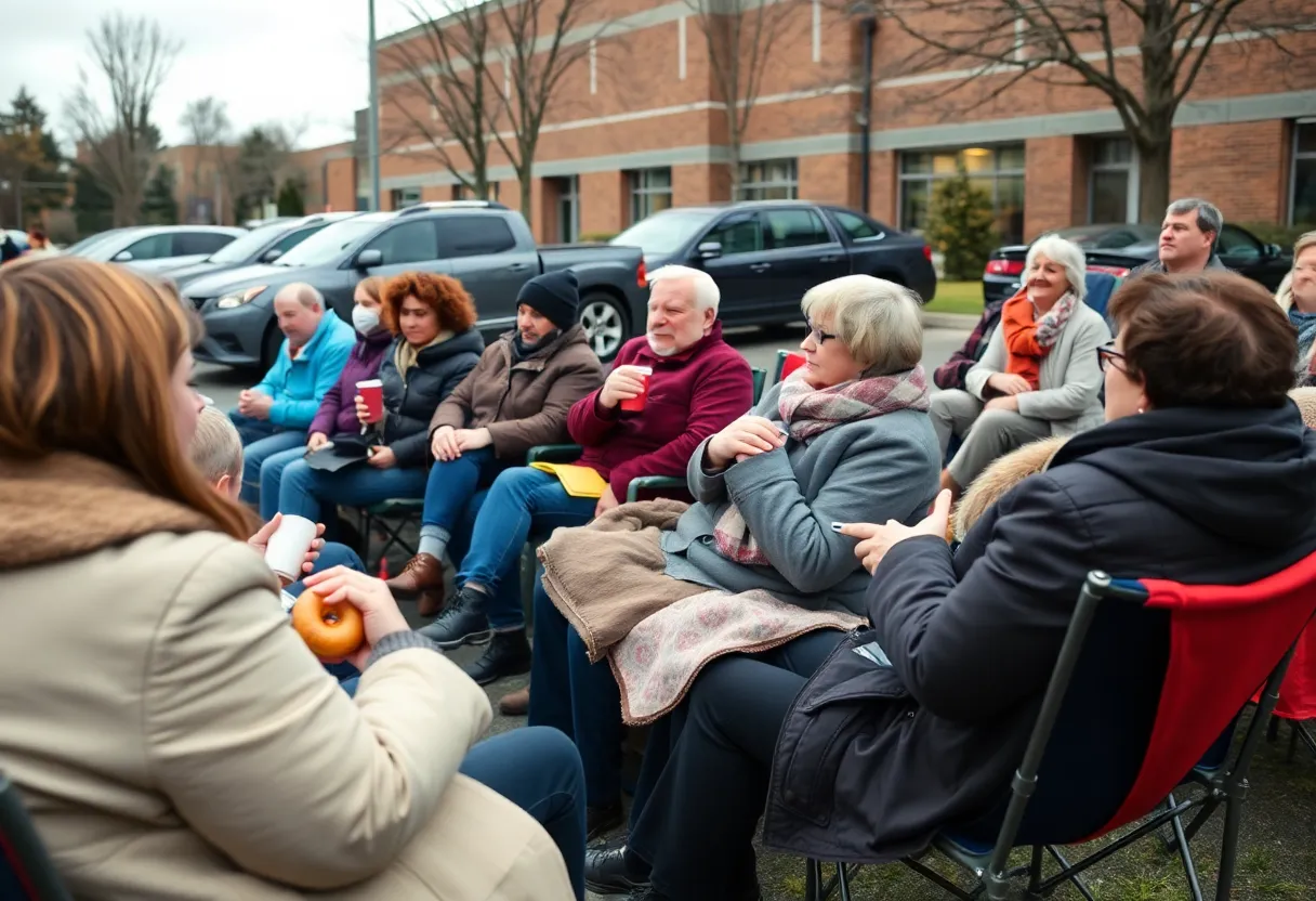 Congregation members gathered for an outdoor worship service at Center Point Church.
