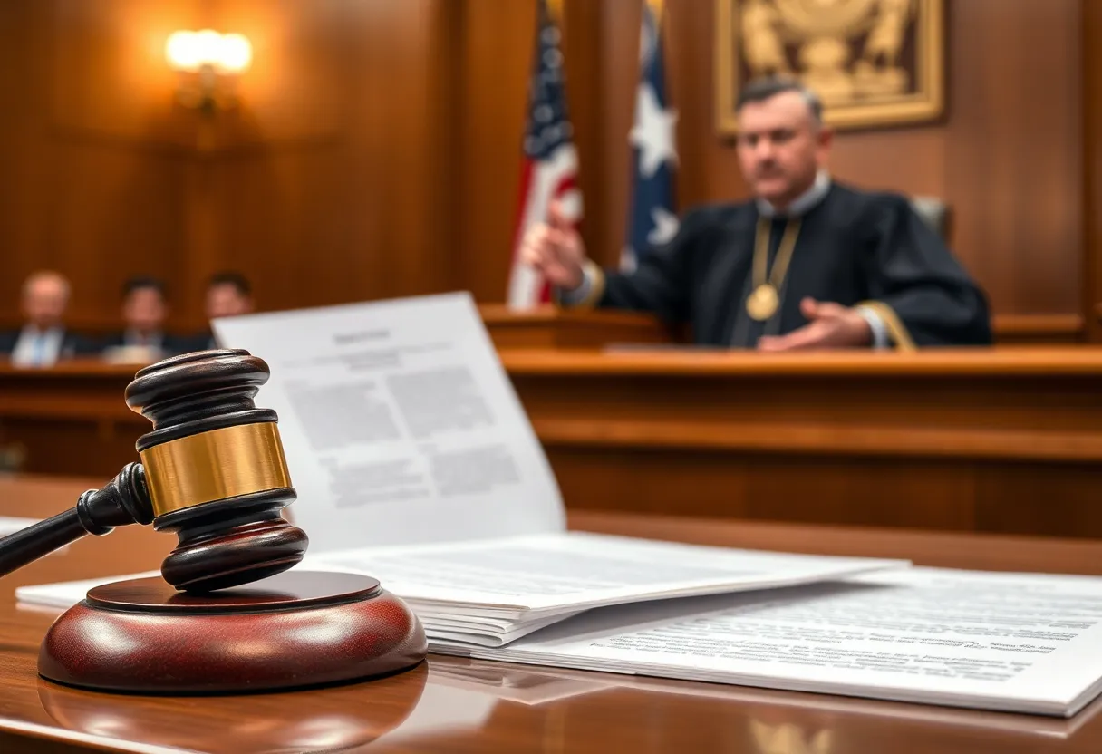 A judge making a ruling in a courtroom regarding the BIA lawsuit.