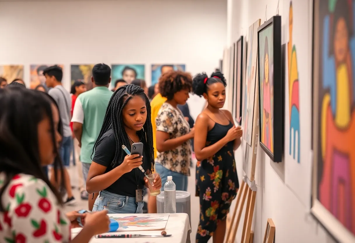Diverse students participating in art and essay contests for Black History Month in Florida.
