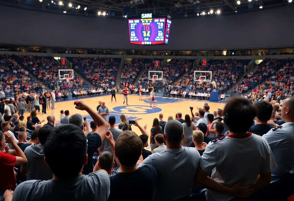 Fans at a Florida State basketball game witnessing a defeat