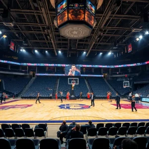 Florida State basketball game environment with empty stands.