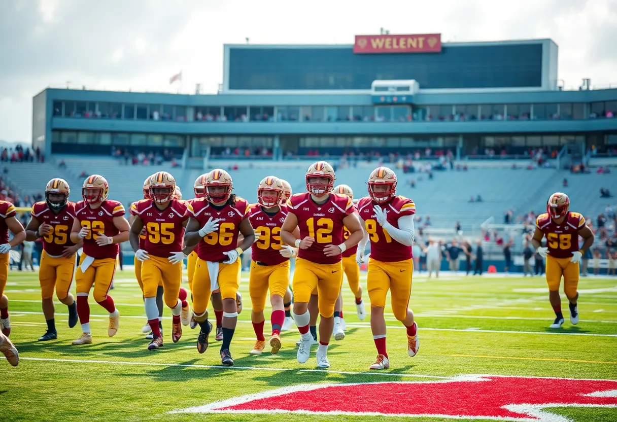 Florida State University football players celebrating on the field.