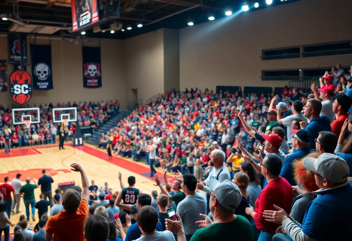 FSU fans cheering in the stands during a basketball game