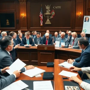 Group discussion on H1-B visa program in a governmental context