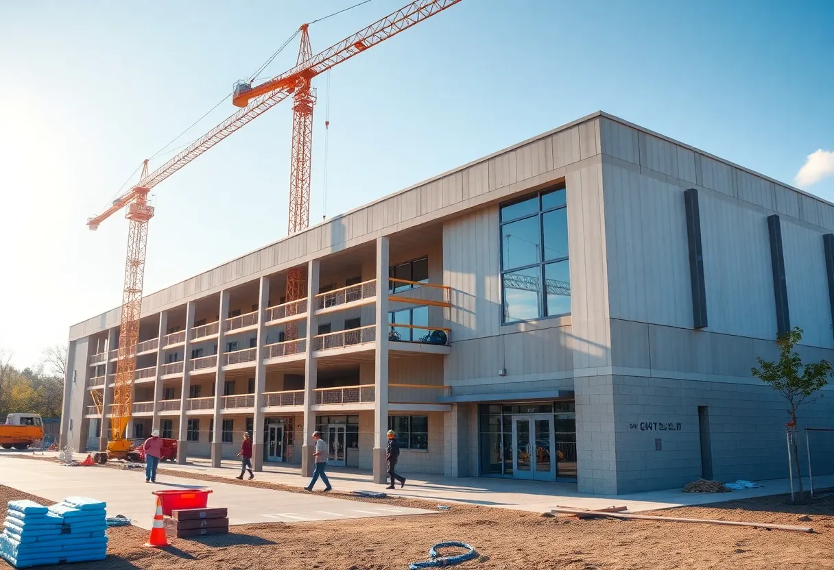 Construction scene of school renovations in Leon County