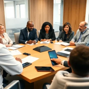 Commissioners engaging in a meeting for community initiatives