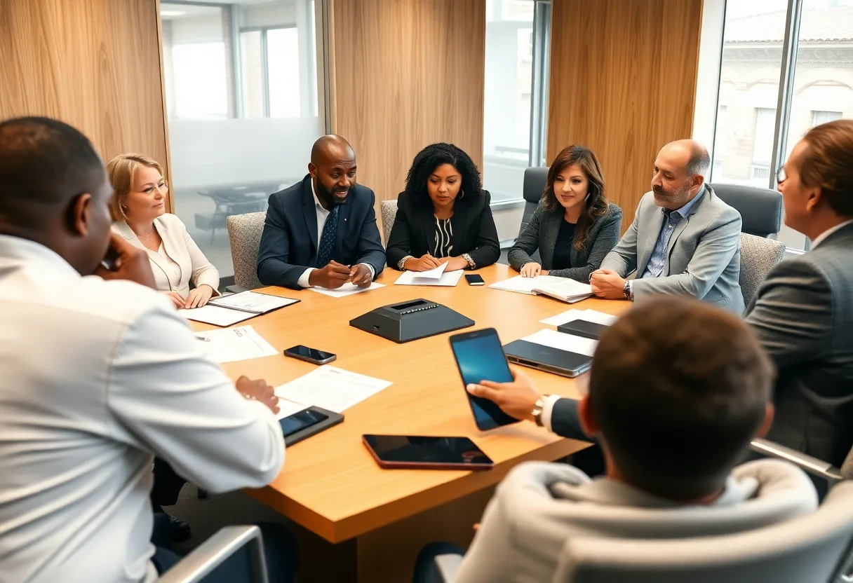 Commissioners engaging in a meeting for community initiatives