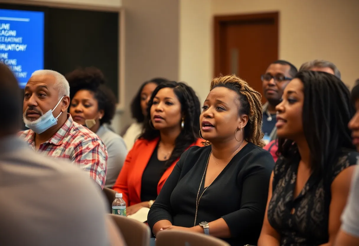 Community members voicing concerns at a meeting in Tallahassee