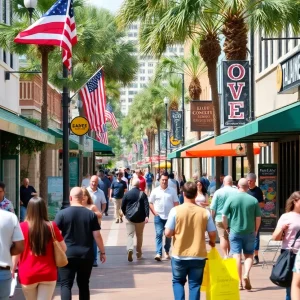 Community members gathering at a local business event in Tallahassee.