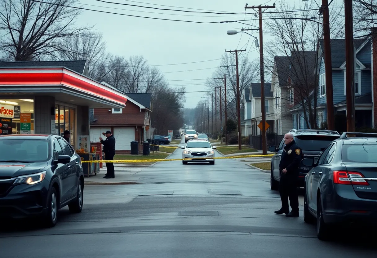 Police at the scene of a shooting near a convenience store in Tallahassee.