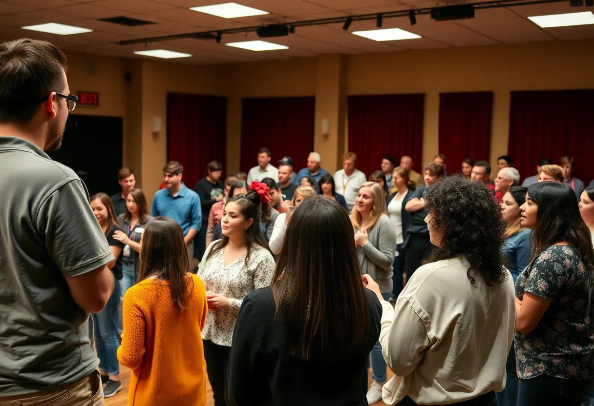 Cast members rehearsing for 'Fences' in a Tallahassee theater