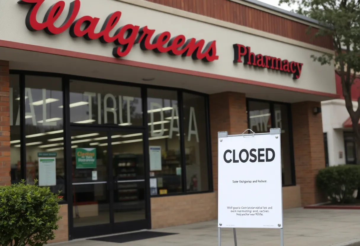 Sign indicating Walgreens closure in Tallahassee