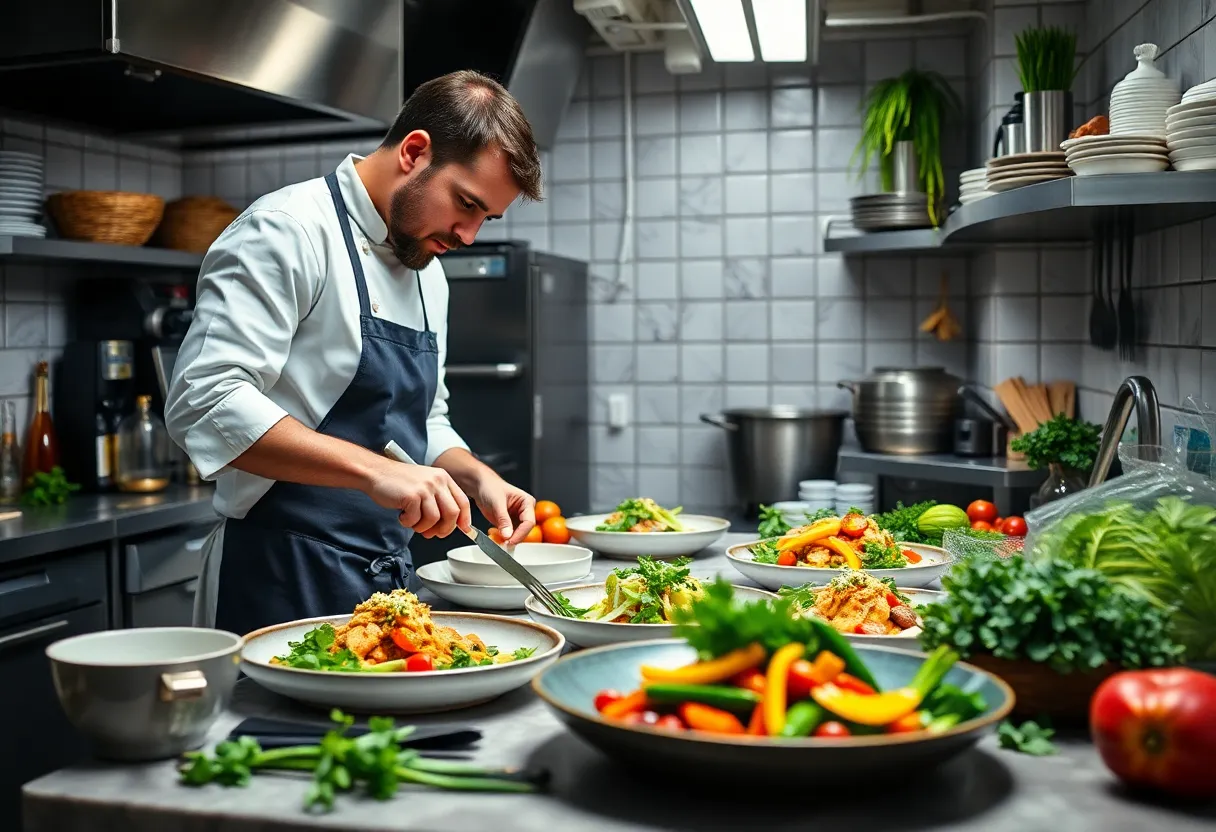 Executive chef preparing innovative culinary dishes