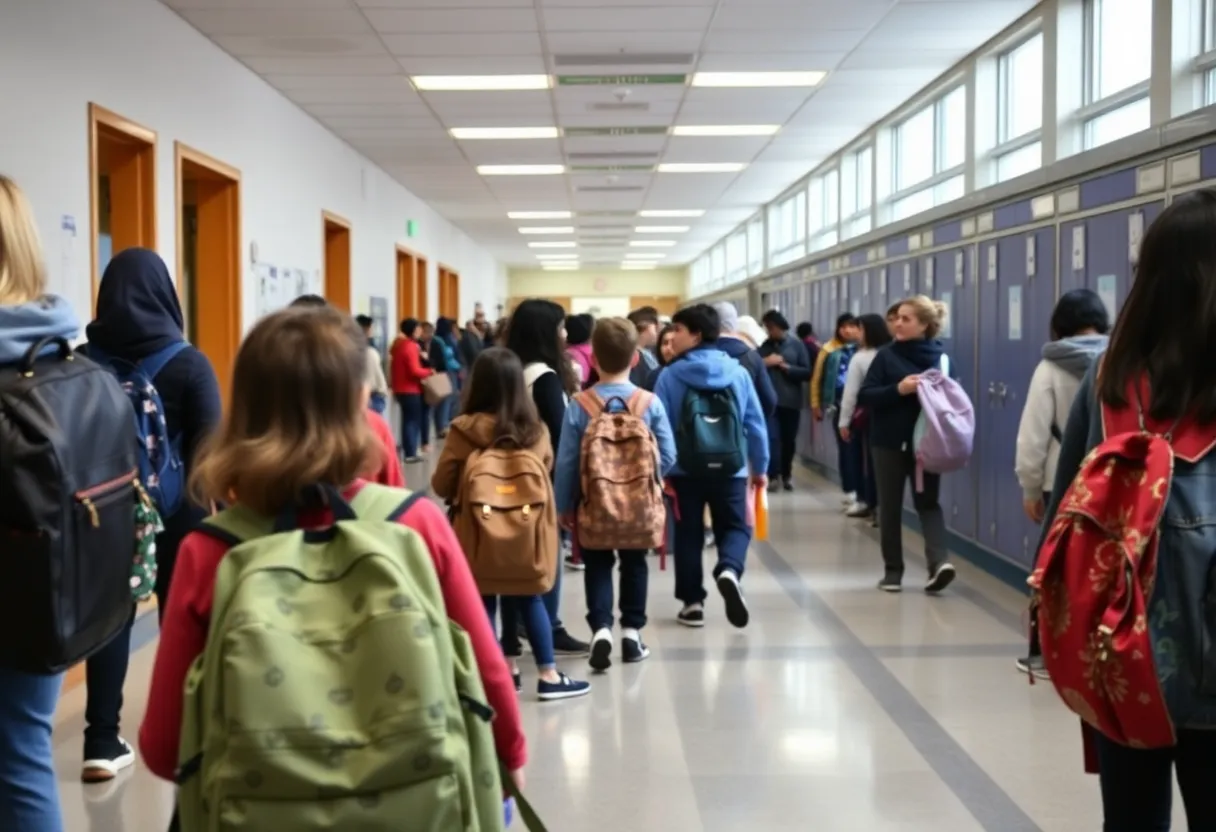 Empty school hallway emphasizing attendance issues