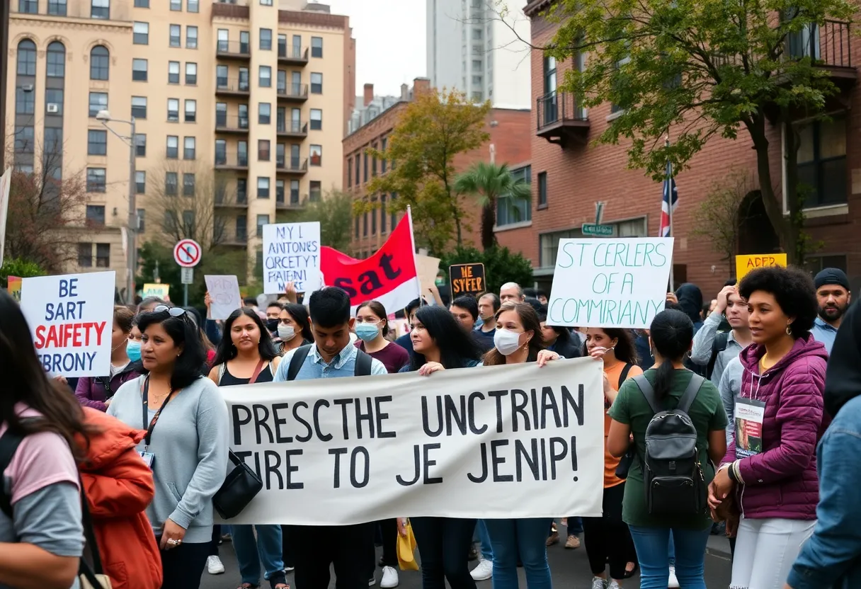 Community members showing solidarity during ICE raids