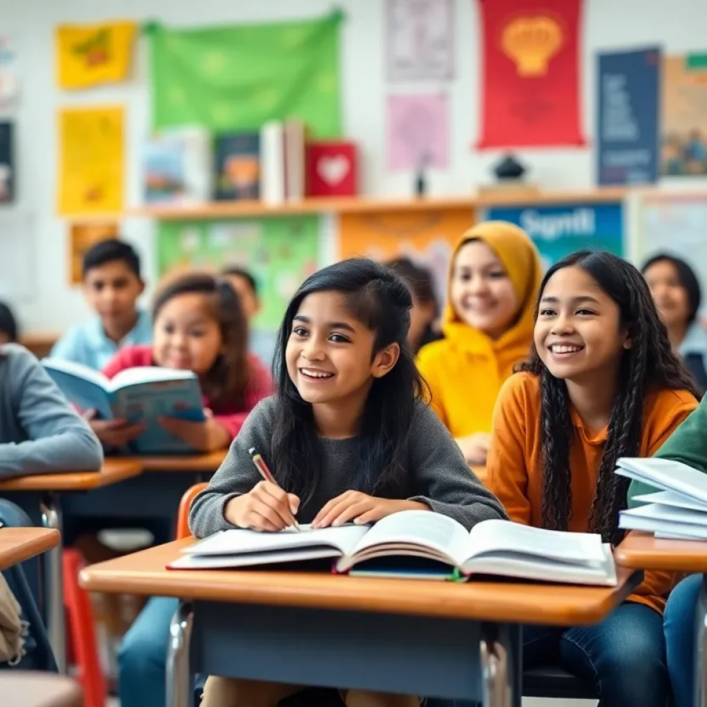 Diverse group of students engaged in learning in a Florida classroom