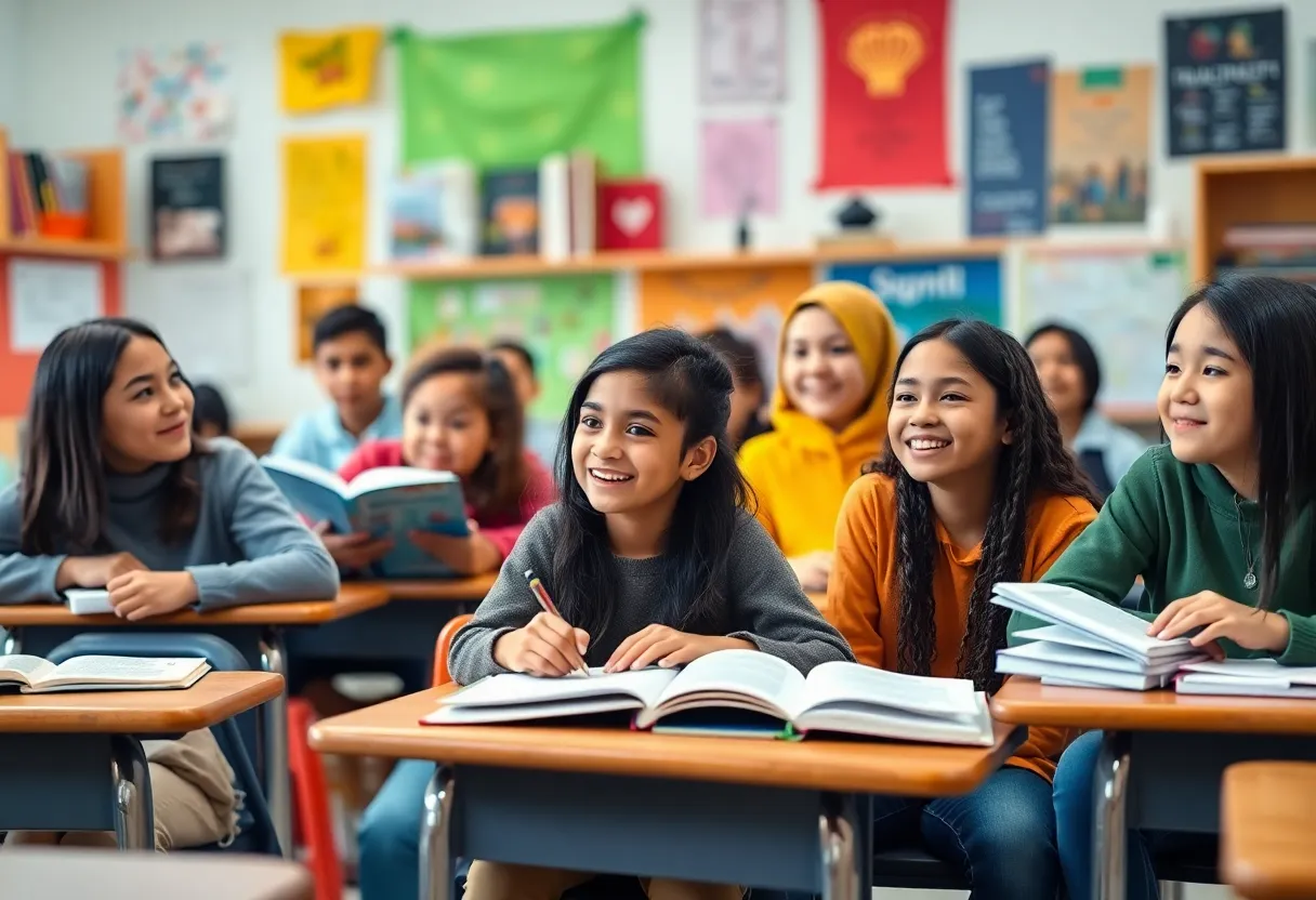 Diverse group of students engaged in learning in a Florida classroom