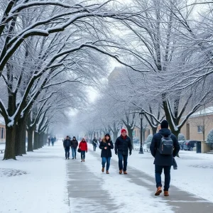 Florida A&M University campus covered in snow