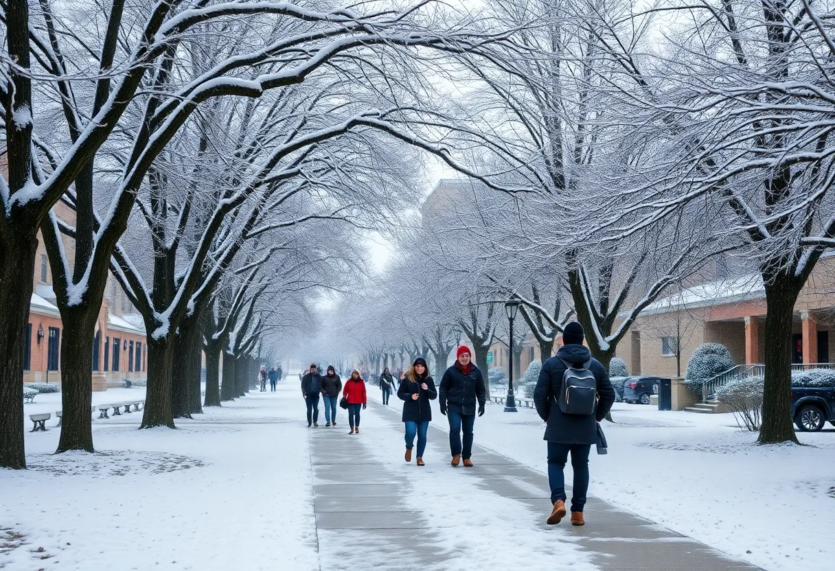 Florida A&M University campus covered in snow