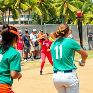 Florida State softball team playing during the 2025 season opener in Puerto Vallarta