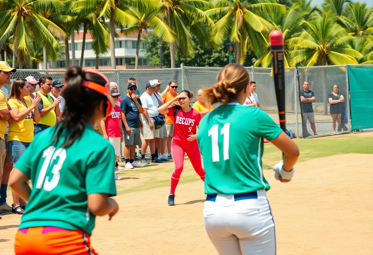 Florida State softball team playing during the 2025 season opener in Puerto Vallarta