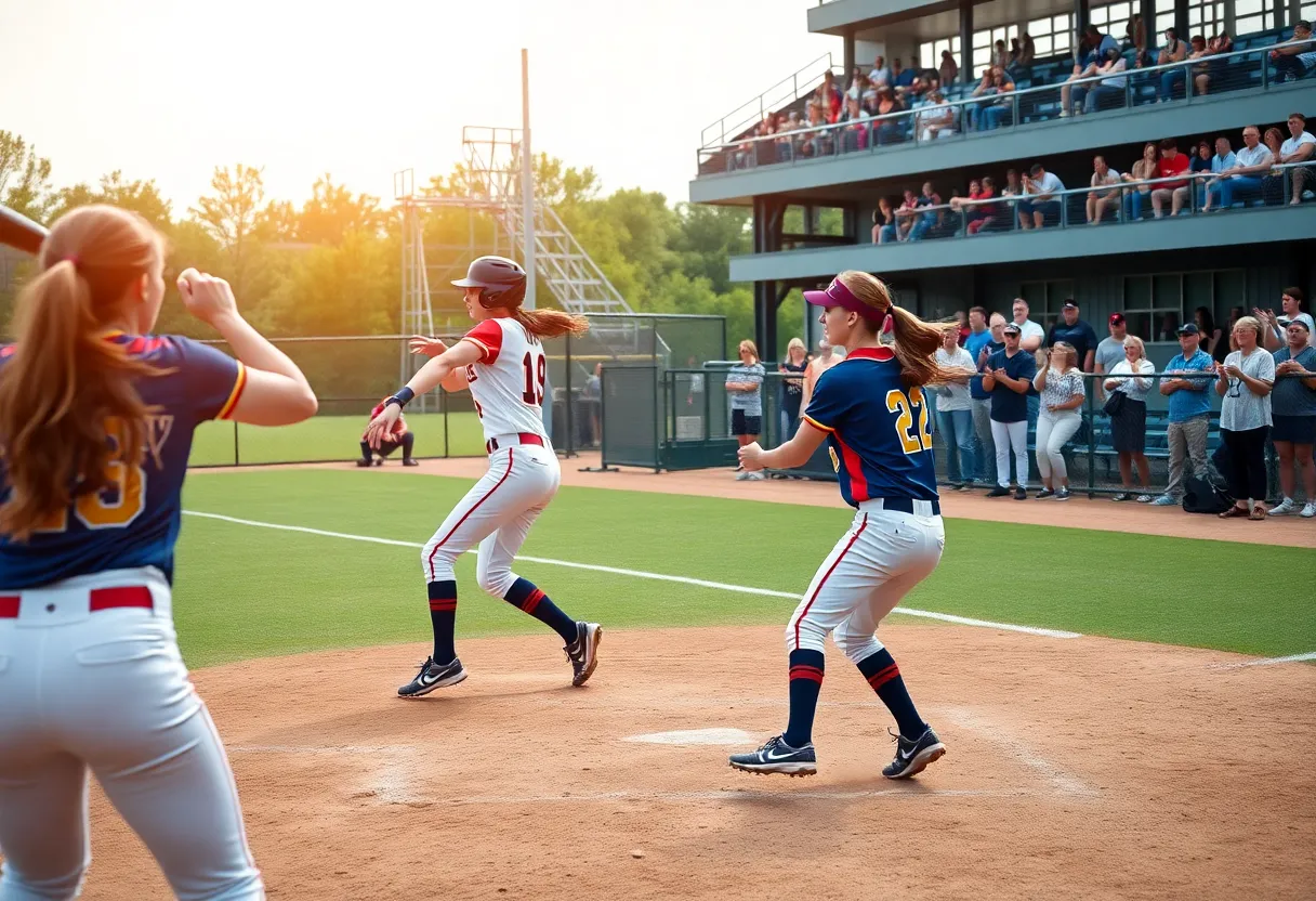 Florida State softball players celebrating during a game