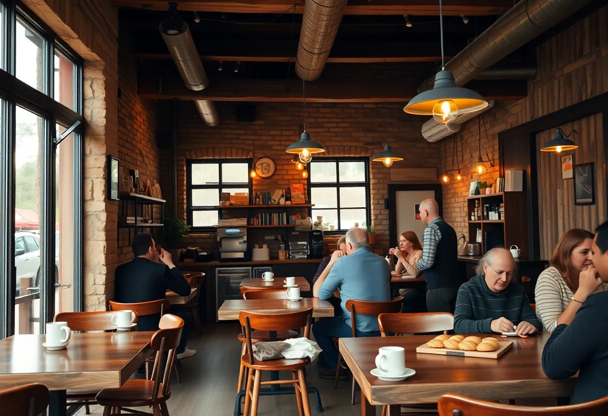 Interior of Foxtail Coffee Co. with customers enjoying their drinks