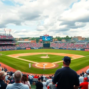 Fans and players at FSU baseball stadium during the 2025 season kickoff