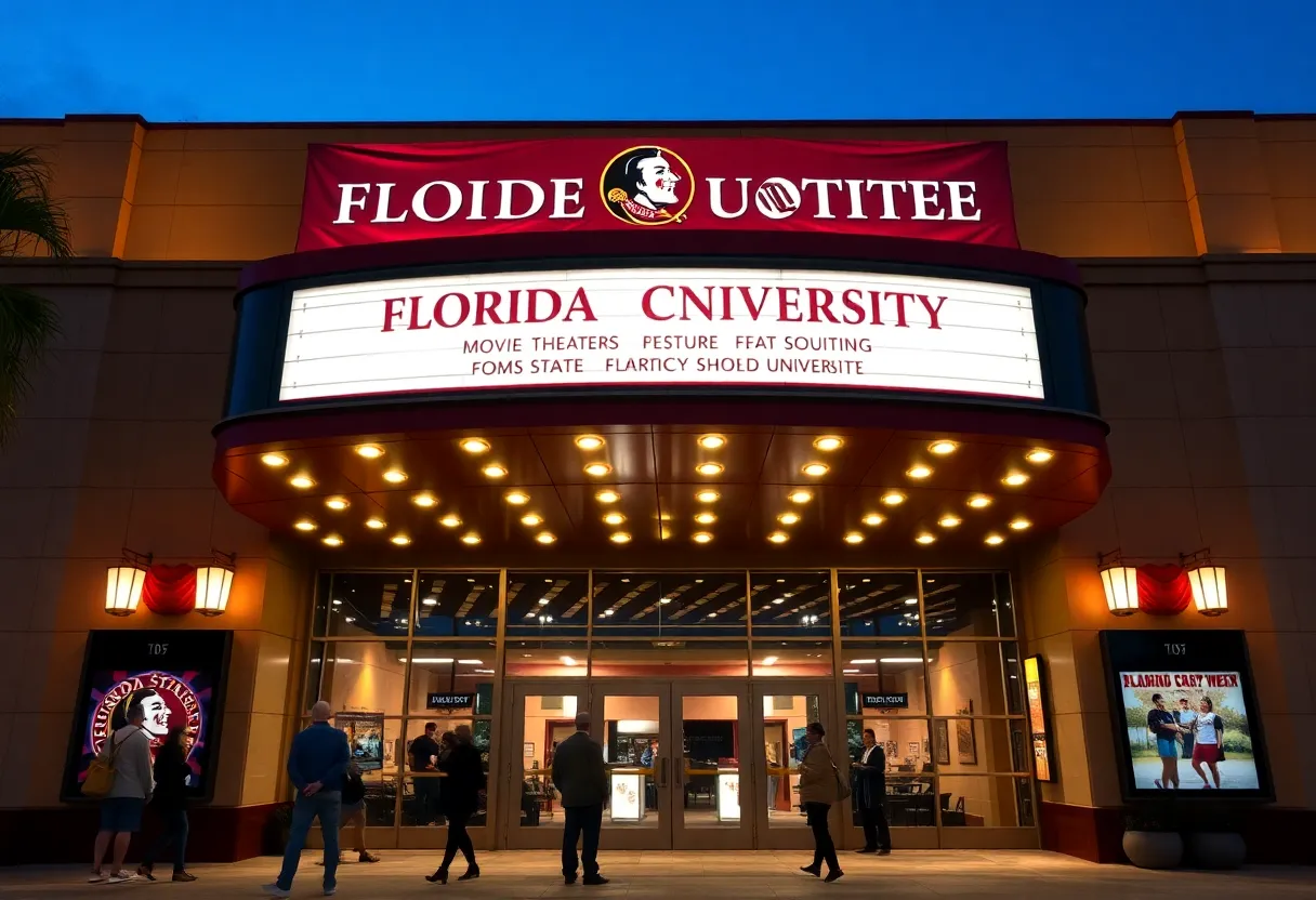 A vibrant Regal movie theater associated with Florida State University.