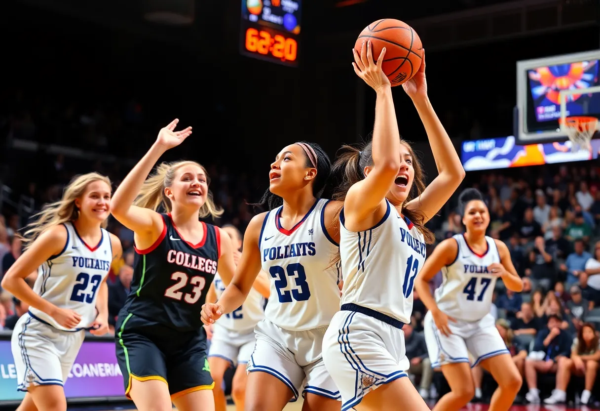 Florida State University women's basketball team celebrating victory