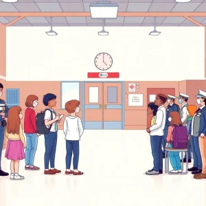 A depiction of safety discussions around Leon High School.