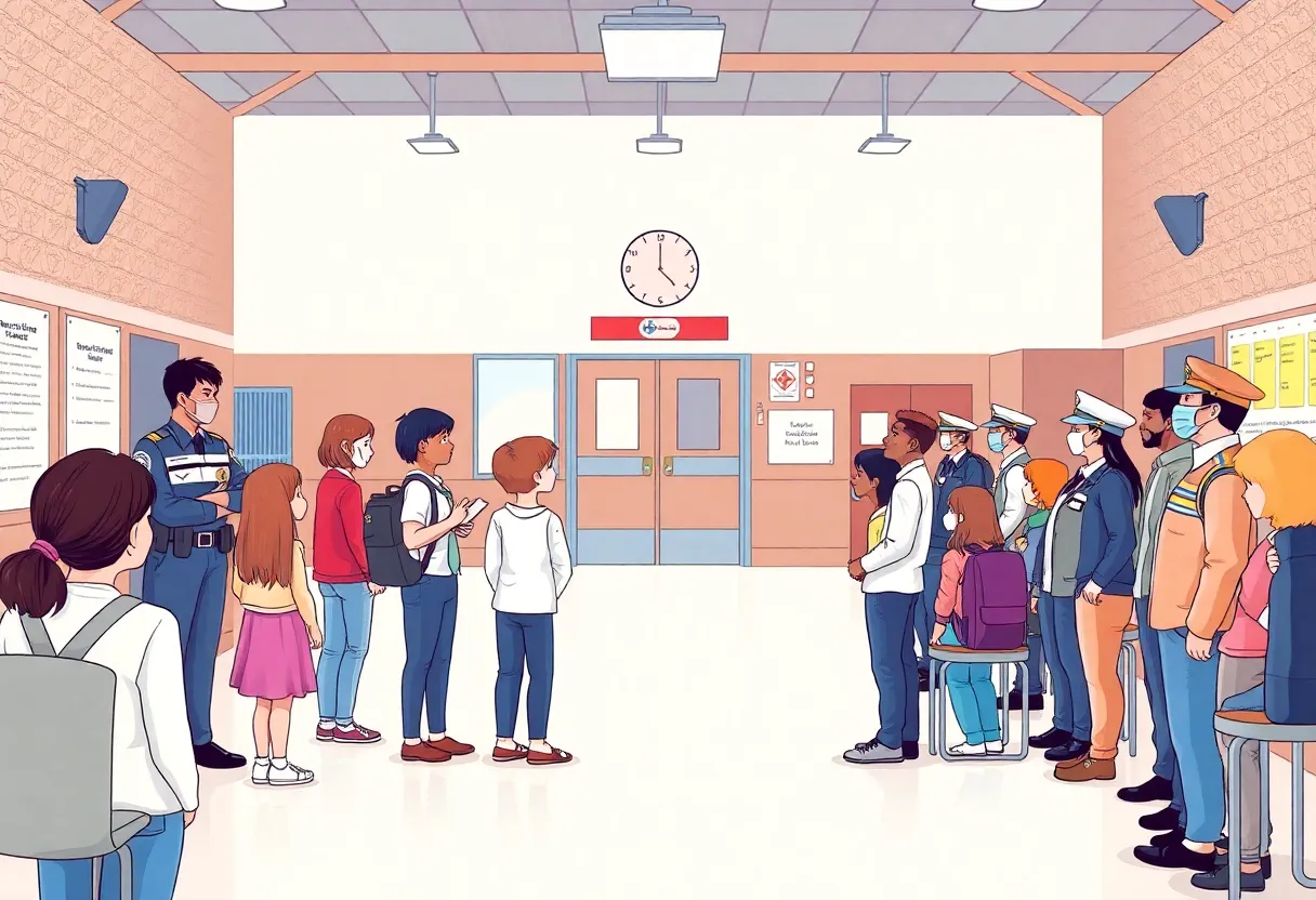 A depiction of safety discussions around Leon High School.