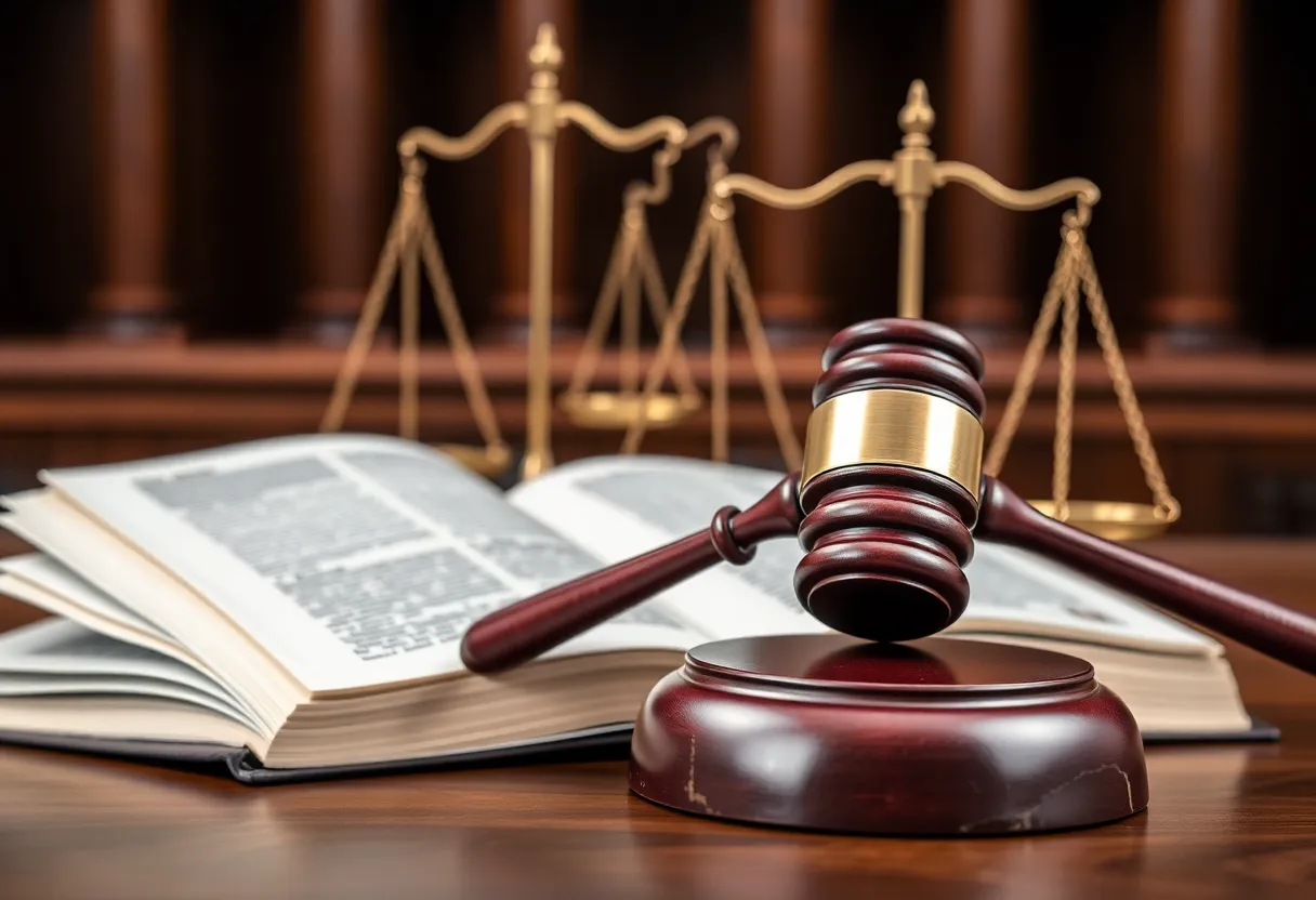 Symbolic representation of justice with gavel and scales
