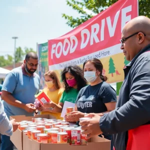Volunteers at the Tallahassee canned food drive collecting donations
