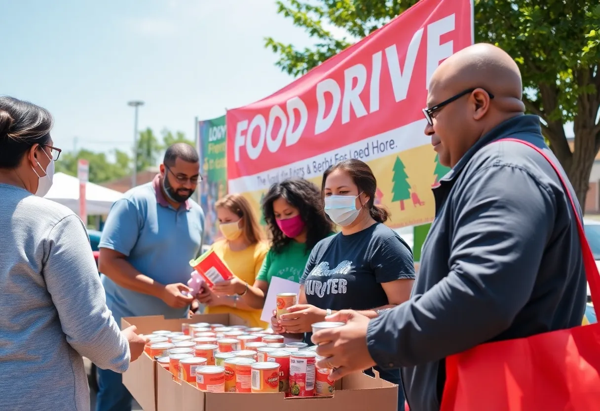 Volunteers at the Tallahassee canned food drive collecting donations