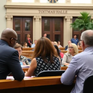 City Commission members engaged in a meeting at Tallahassee City Hall