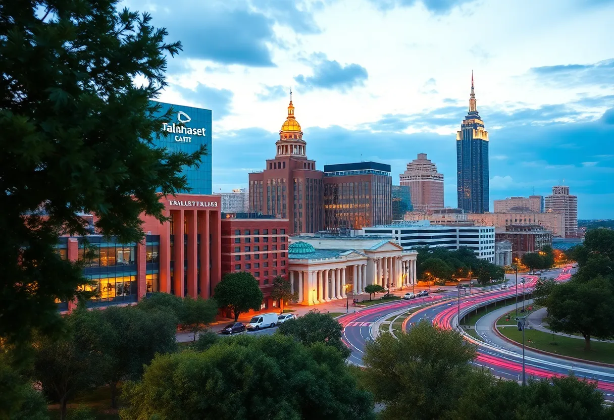 Skyline of Tallahassee representing economic growth and challenges