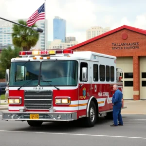 Fire truck in Tallahassee with concerned residents