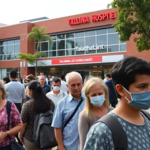 Busy hospital scene in Tallahassee during respiratory illness outbreak
