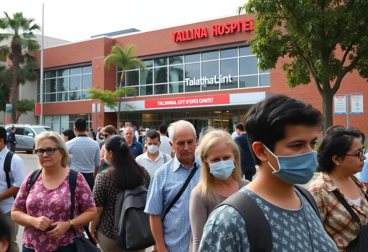 Busy hospital scene in Tallahassee during respiratory illness outbreak