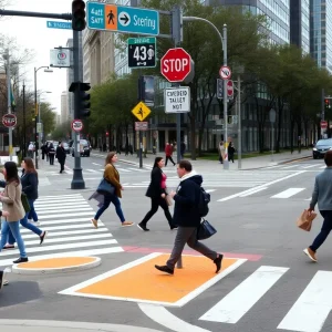 Pedestrian crossing with safety measures in Tallahassee