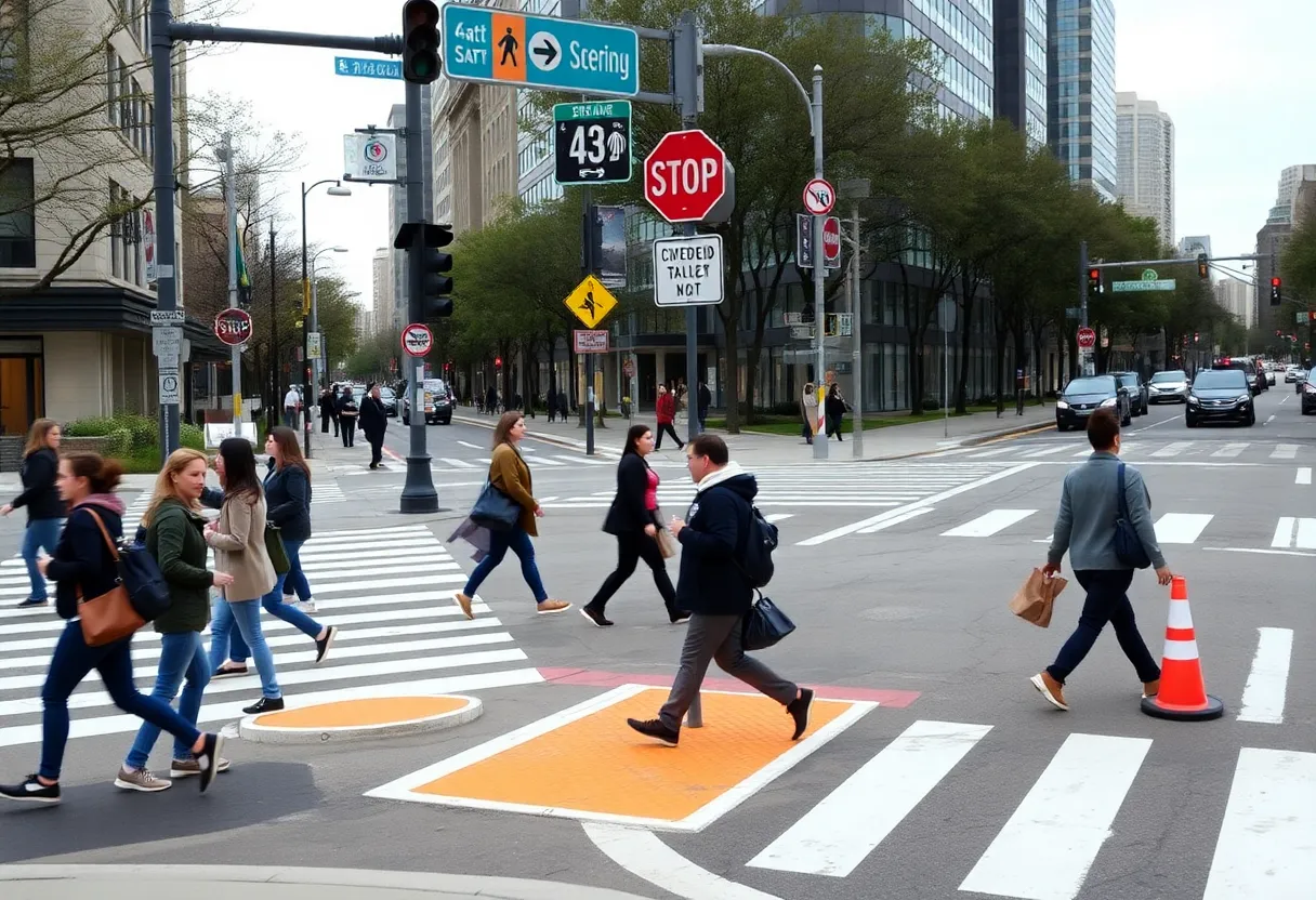 Pedestrian crossing with safety measures in Tallahassee