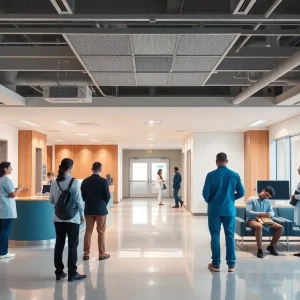 Patients waiting in a healthcare facility during transitions.